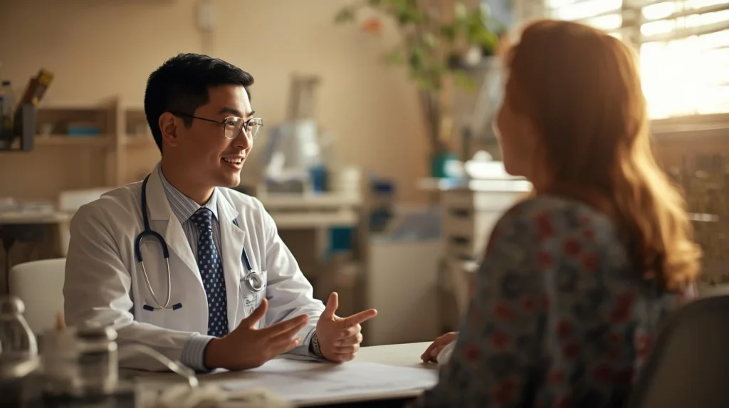 scène de consultation médicale dans un centre de santé béninois, médecin et 20260214 200857 0000